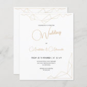 Papier Budget Simple Gold Faire-part de mariage. (Devant / Derrière)