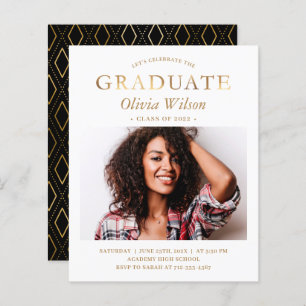 Papier Budget Simple Gold Photo Invitations de graduation
