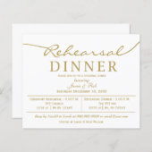 Papier Budget Simple Gold Rehearer Dîner Invitation (Devant / Derrière)