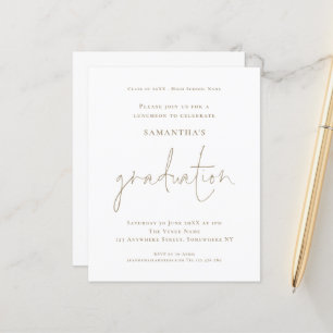 Papier Budget Simple Gold White Grad Luncheon Invitation