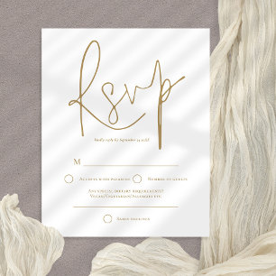 Papier Budget Simple Gold White Wedding RSVP