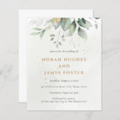 Papier Budget Simple Green & Gold Botanical Invitation (Devant / Derrière)