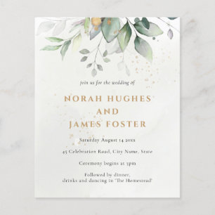 Papier Budget Simple Green & Gold Botanical Invitation