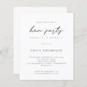 Papier Budget Simple Hen Party Brunch Bubbly Invitation (Devant / Derrière)