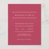 Papier Budget Simple Magenta Moderne Faire-part de mariag (Devant)