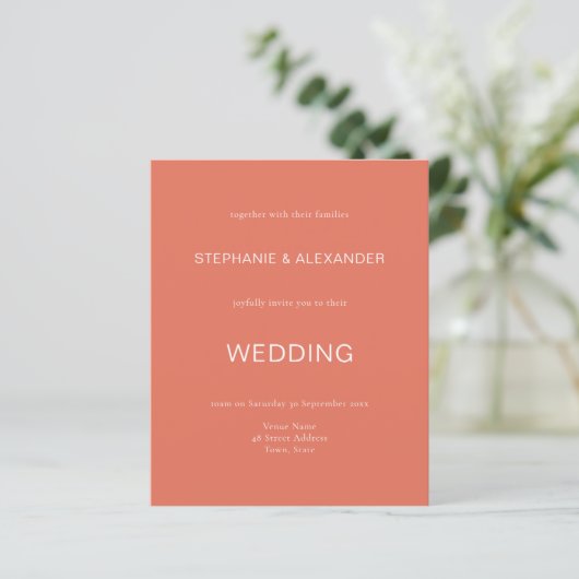 Papier Budget Simple Mariage en terre cuite QR Code Invit (Debout devant)