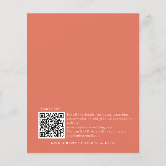 Papier Budget Simple Mariage en terre cuite QR Code Invit (Dos)
