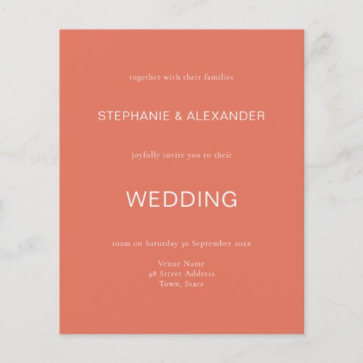 Papier Budget Simple Mariage en terre cuite QR Code Invit (Devant)