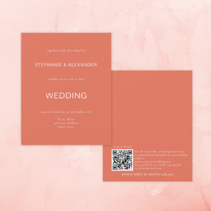 Papier Budget Simple Mariage en terre cuite QR Code Invit