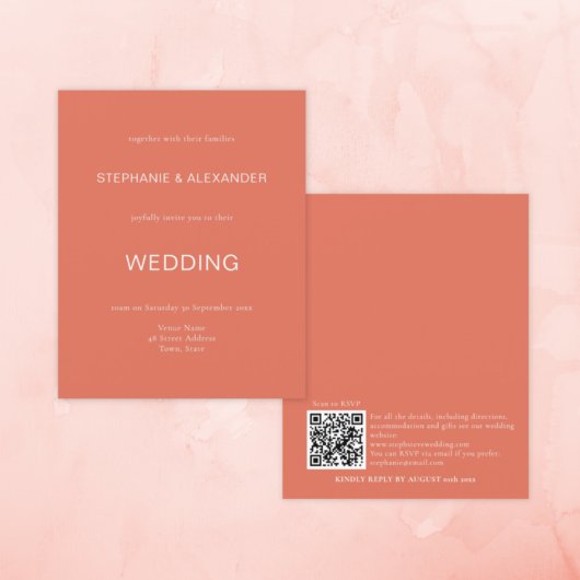Papier Budget Simple Mariage en terre cuite QR Code Invit