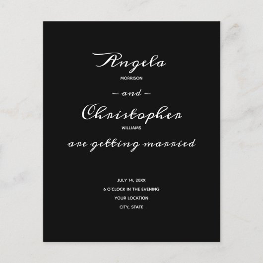 Papier Budget Simple Mariage noir blanc tout en un (Devant)