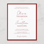 Papier BUDGET Simple Mariage Photo Bordure Rouge Script (Devant)