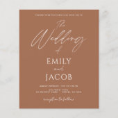 Papier Budget Simple Mariage Photo Script Terracotta (Devant)