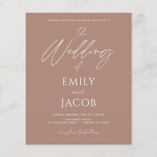 Papier Budget Simple Mariage Photo Script Terracotta (Devant)