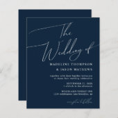 Papier BUDGET Simple Marine Bleu Script Le Mariage (Devant / Derrière)