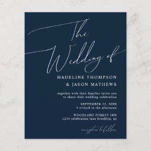 Papier BUDGET Simple Marine Bleu Script Le Mariage