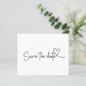Papier Budget Simple Minimal Plain Blanc Save the Date (Debout devant)
