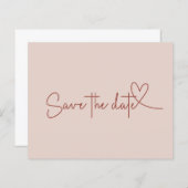 Papier Budget Simple Minimal Rose Tan Enregistrer la date (Devant / Derrière)