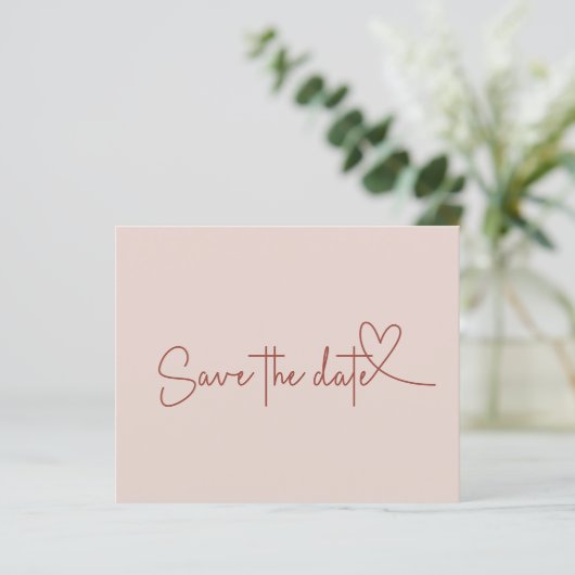 Papier Budget Simple Minimal Rose Tan Enregistrer la date (Debout devant)