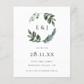 Papier Budget Simple Minimal Verdure Wreath Date de sauve (Devant)