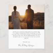 Papier Budget Simple Minimaliste Mariage Photo Merci (Dos)