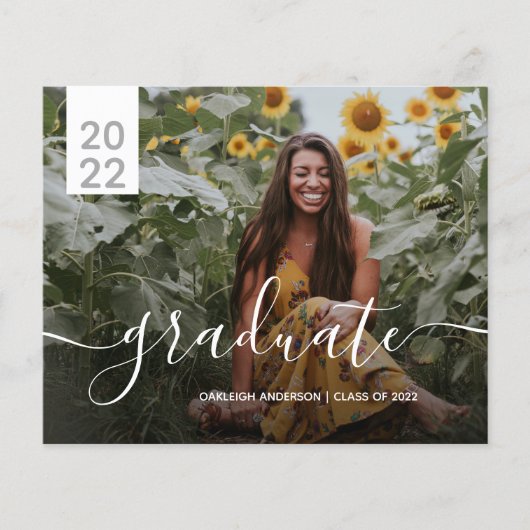 Papier Budget Simple Moderne 2 Photo Graduation Annonce (Devant)