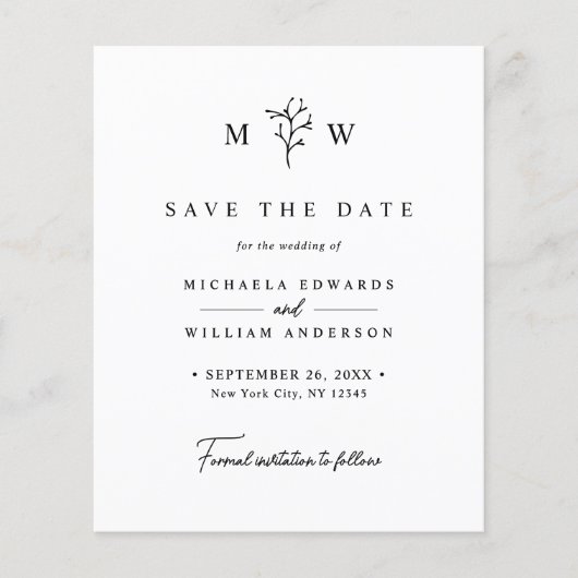 Papier Budget Simple Moderne Botanique Enregistrer La Car (Devant)