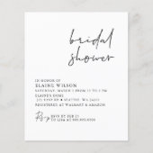 Papier Budget Simple Moderne Invitation De Douche Nuptial (Devant)