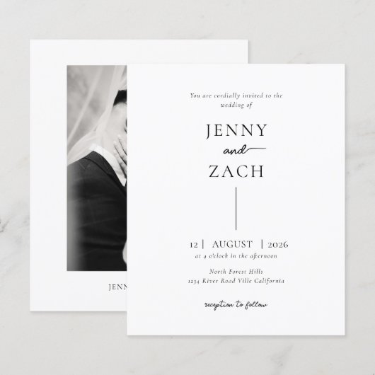 Papier BUDGET Simple Moderne Photo Mariage (Devant / Derrière)