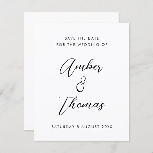 Papier Budget Simple Noir & Blanc Calligraphie Date de l' (Devant / Derrière)