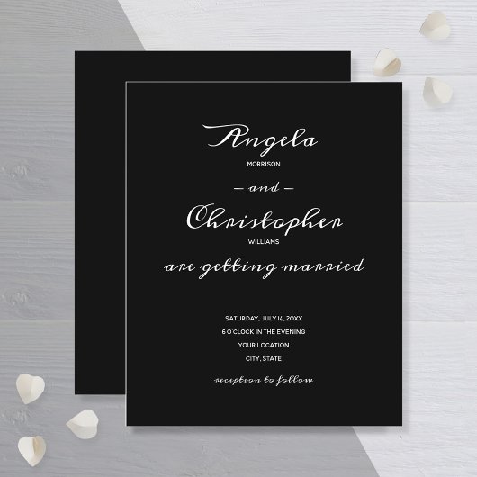 Papier Budget Simple Noir Blanc Faire-part de mariage
