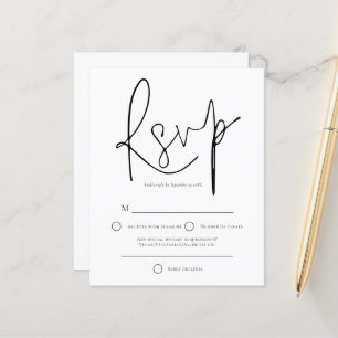 Papier Budget Simple Noir Blanc Mariage RSVP