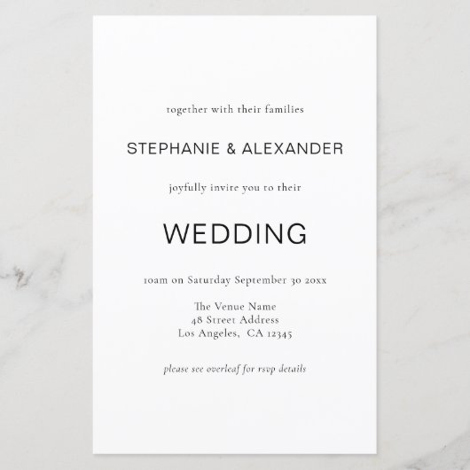 Papier Budget Simple Noir Blanc QR Code invitation de mar (Devant)