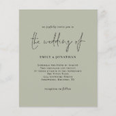 Papier Budget Simple Pale Sale Green Faire-part de mariag (Devant)