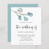 Papier Budget simple Pastel Eucalyptus Faire-part de mari (Devant / Derrière)