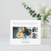 Papier Budget Simple Peace Love Joy Photo Holiday Card (Debout devant)
