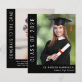 Papier Budget Simple Photo Black Graduation (Devant / Derrière)