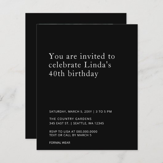 Papier Budget Simple Photo chaque année Anniversaire Invi (Devant / Derrière)