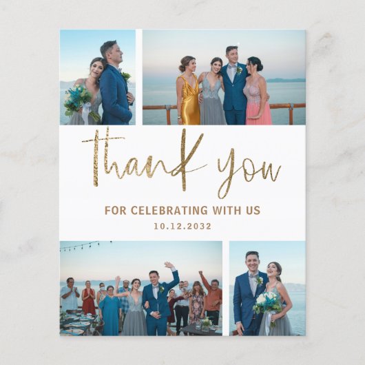 Papier Budget Simple Photo Collage Merci Mariage (Devant)