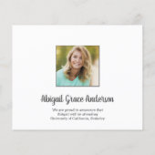 Papier Budget Simple Photo Graduation Faire-part (Dos)