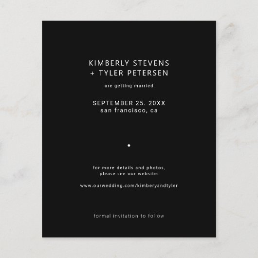 Papier Budget simple photo mariage élégant enregistrer la (Dos)