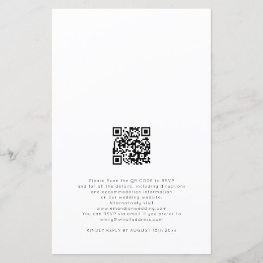 Papier Budget Simple Photo QR Code Mariage Invitation (Dos)