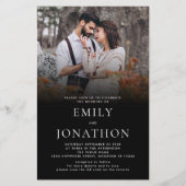 Papier Budget simple photo QR Code Mariage noir Invitatio (Devant)