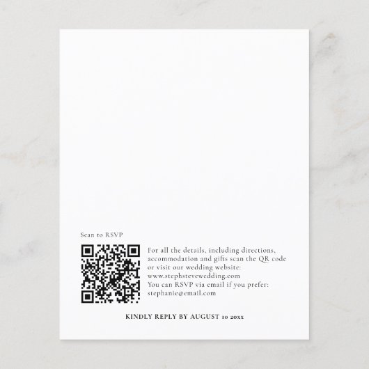 Papier Budget Simple QR Code Black White Wedding Invitati (Dos)