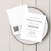 Papier Budget Simple QR Code Black White Wedding Invitati