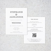 Papier Budget Simple QR Code Black White Wedding Invitati