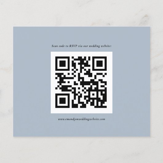 Papier Budget Simple QR Code Dusty Blue Wedding RSVP (Dos)