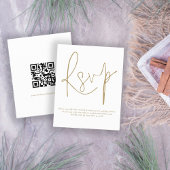 Papier Budget Simple QR Code Gold Script Wedding RSVP