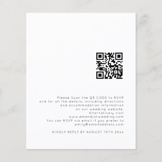 Papier Budget Simple QR Code Invitation de mariage blanc (Dos)
