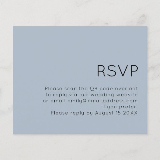 Papier Budget Simple QR Code Mariage Dusty Blue RSVP (Devant)